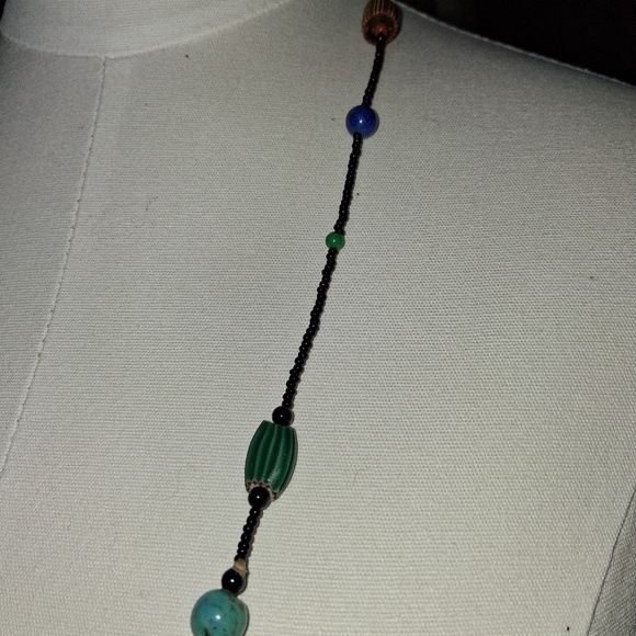 NWOT Vintage 32 Inch Long Seed Bead, Polymer Clay and Gemstone Necklace - Picture 6 of 7